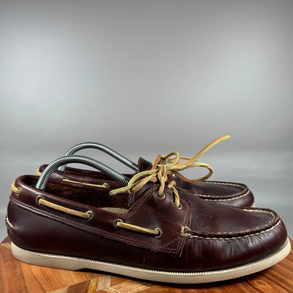 GH Bass Newport Hampton Mens 10.5W Dark Brown Leather Boat Shoes 2330-211
